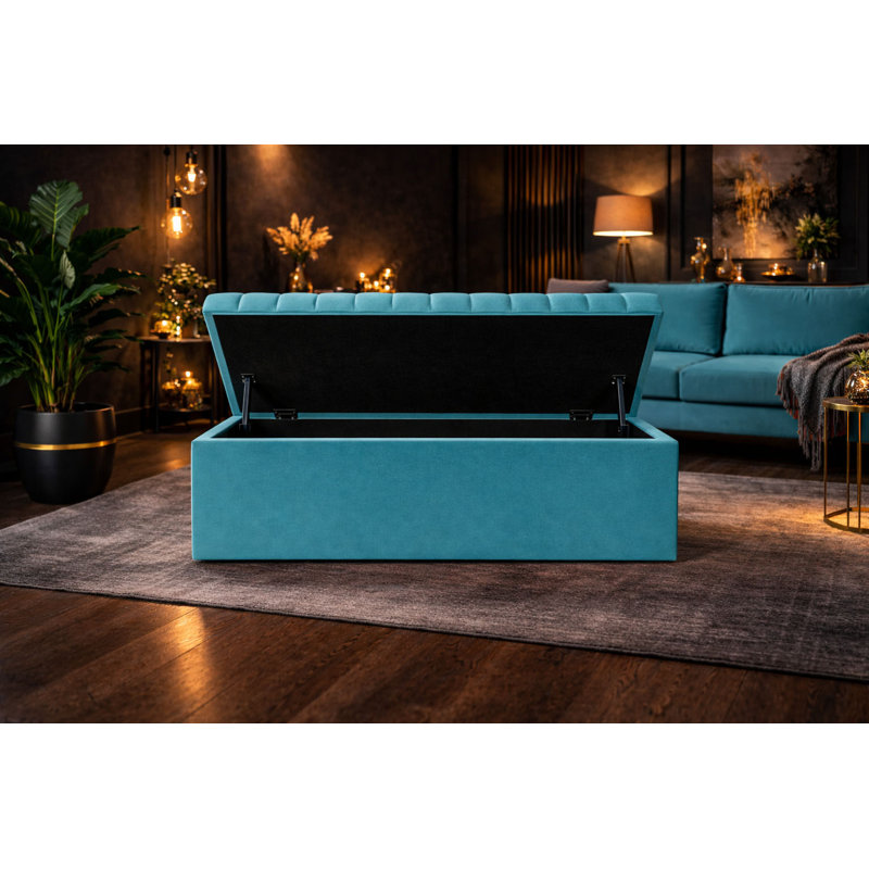 Royal Velvet Storage Ottoman Box with Hinged Lid | Lined Upholstered End of Bed Storage Bench | Soft  Close Storage Seat | Made in UK