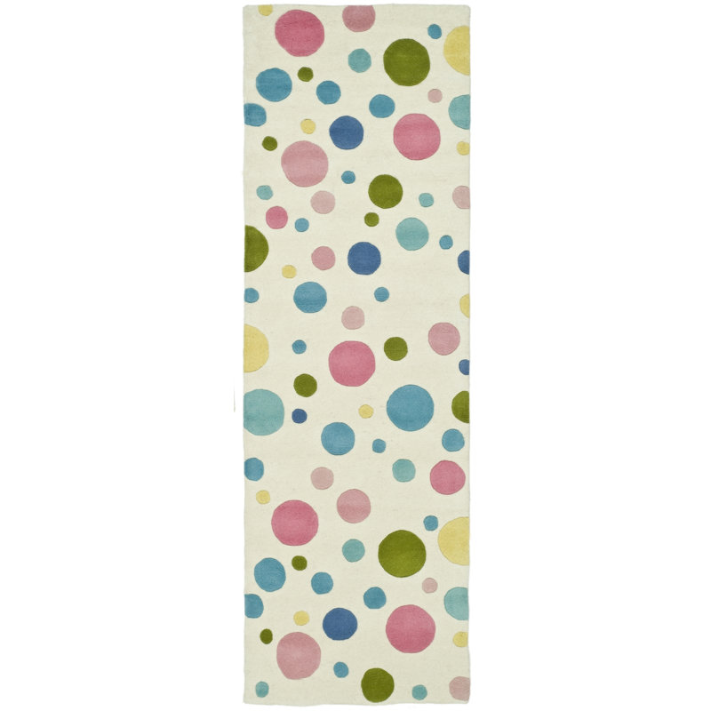Amier Hand Tufted Wool Polka Dots Rug, Runner 2'6" x 8'