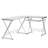 Techni Mobili L-Shaped Tempered Glass Top Computer Desk With Pull Out Keyboard Panel, Clear