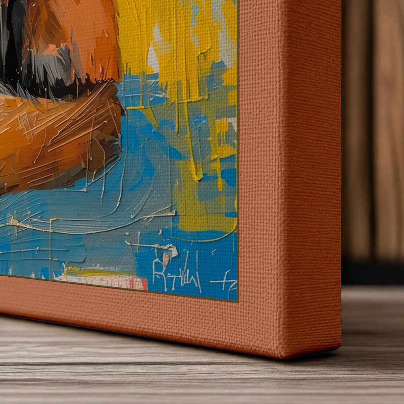 Contemplative Fox Modern - Wrapped Canvas, 24x16 - 61.0 x 40.6 cm, Terracotta Border