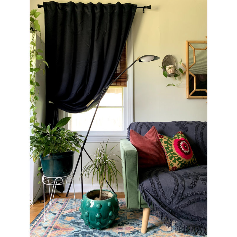 Cillian 60.5'' Black/Satin Brass LED Task Floor Lamp