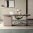78.74"Tan Curved Saddle Leather Credenza Desk-1399077895