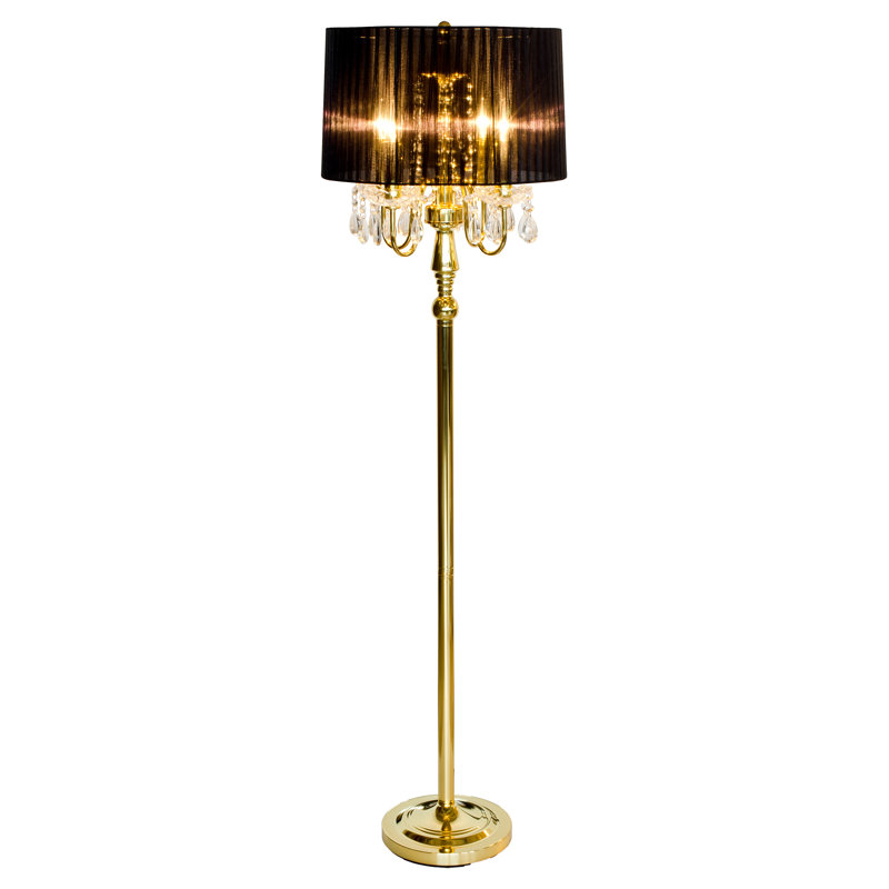 Warwick Chrome Traditional Floor Lamp, Black, Gold