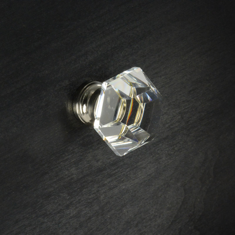 Poignée géométrique 1 1/4 po Elegance, Transparent / nickel poli