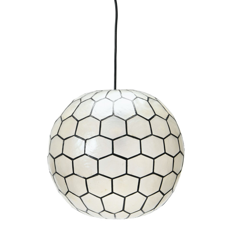 Abbington 1-Light Handcrafted Capiz Shell Globe Pendant, 11" H x 12" W x 12" D, Black