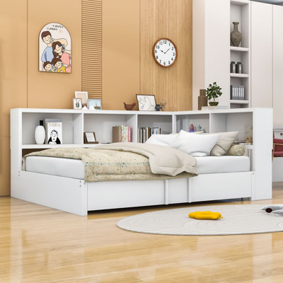Full Size Metal Daybed with Twin Trundle, Built-in Storage, Plug Outlets and USB Ports by Winston Porter