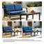 Ensemble de patio extérieur en teck pour deux personnes avec coussins et table d'appoint Polett-67409225-67409230