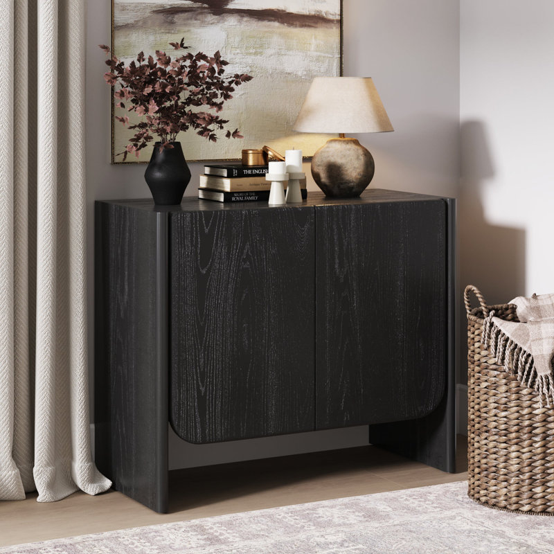Armoire de rangement arquée pour hall d'entrée, H 32 po x l 38 po x P 17 po, 1, Noir