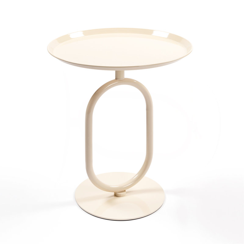 Table de bout en métal de forme lanterne, Blanc, crème, H 21,3 po x L 18,9 po x l 18,9 po