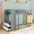 4 Drawers Twin Over Twin Bunk Bed with Wardrobe Rail, LED Light Strip, Shelves and Dual Pegboards-488315791
