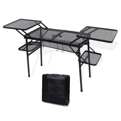 Table de camping pliante légère avec 4 tables d'appoint et filet en filet pour barbecue, barbecue et utilisation extérieure