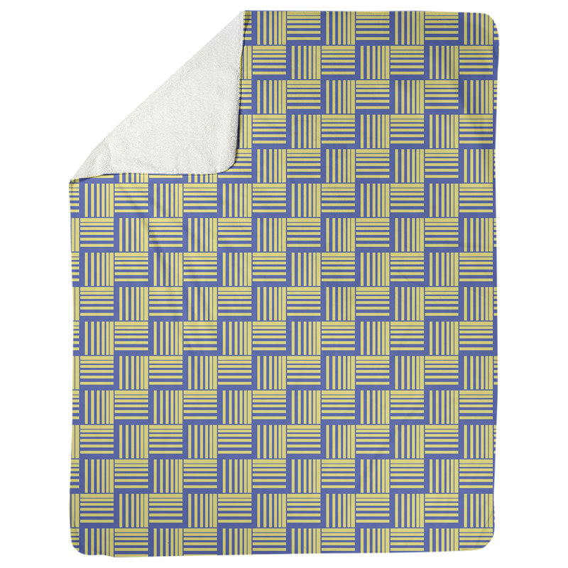 Couverture polaire à rayures classic basketweave, l 50 po x L 60 po, Bleu / Jaune