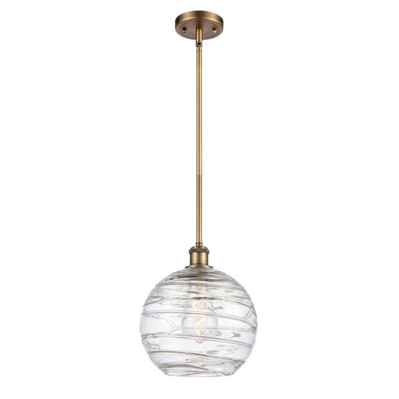 Mott 1-Light Single Pendant, Brushed Brass, 13" H x 10" W x 10" D, 6 Watt vinage LED Bulb