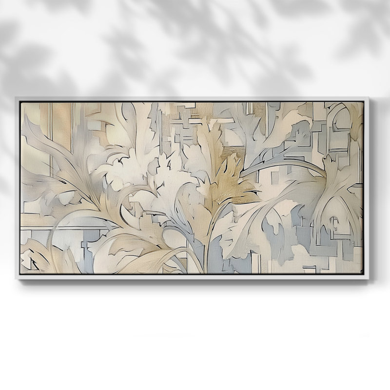 Série abstraite - XXVII - Toile tendue avec châssis encadré - Prêt à être accroché, H 17 po x l 33 po, Blanc