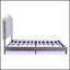 Lit plateforme capitonné à boutons avec lumières DEL et support en lattes de bois massif, assemblage facile, velours gris clair-391736405