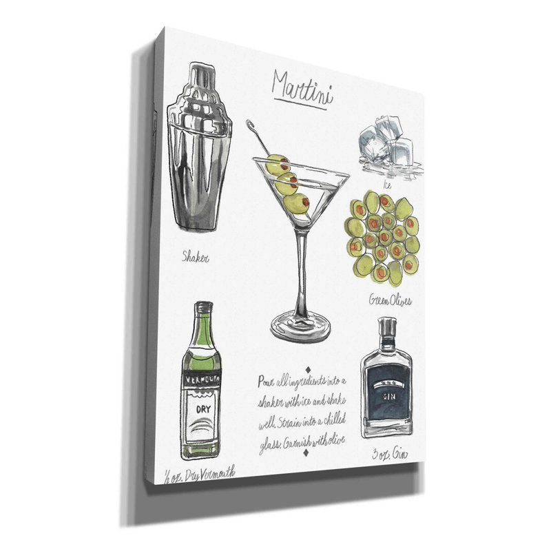 «Classic Cocktail-Martini» par Naomi McCavitt, art mural sur toile, H 54 po x l 40 po x P 1,5 po