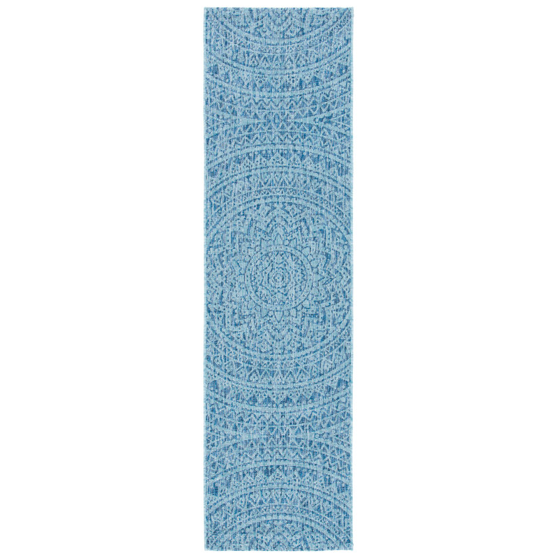 Melida Navy/Aqua Indoor/Outdoor Area Rug, Runner 2'3" x 8'