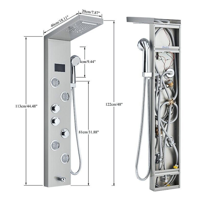 Panneau de douche 43,7 po avec pomme de douche fixe