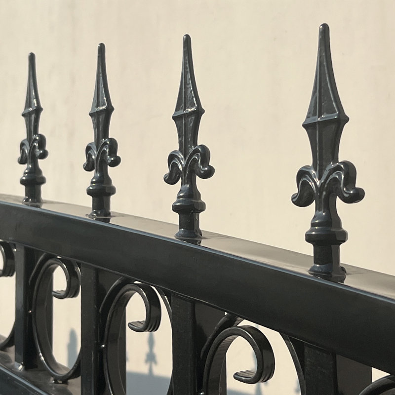 Prague Style Black Steel Dual Swing Driveway Gate 14x6 Feet