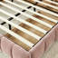 Lit moderne très grand avec tissu en chenille et tiroir rose - Revêtement confortable à plateforme-1582589381