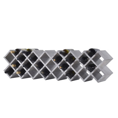 30-Bottle Freestanding Wine Rack, Modern Geometric Diamond-Grid Countertop Wine Storage Display for Kitchen, Bar or Sideboard