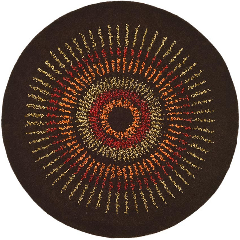 Amier Hand Tufted Wool Geometric Rug, Round 6'