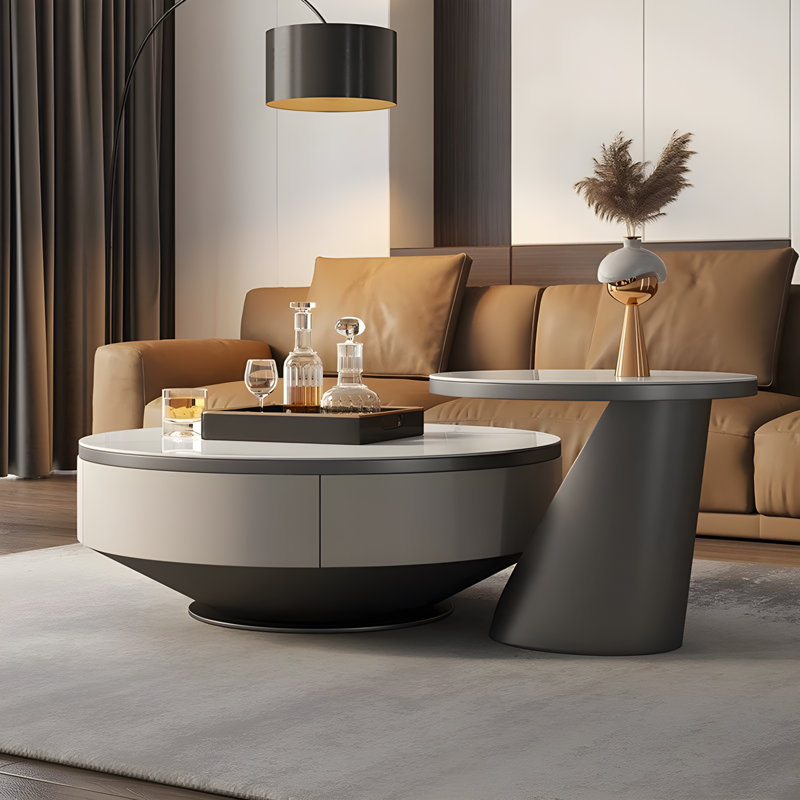 Solid Coffee Table with Storage, Grey