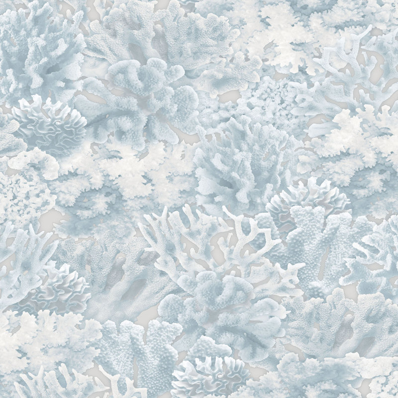 Ocean Coral Wallpaper, Light Blue
