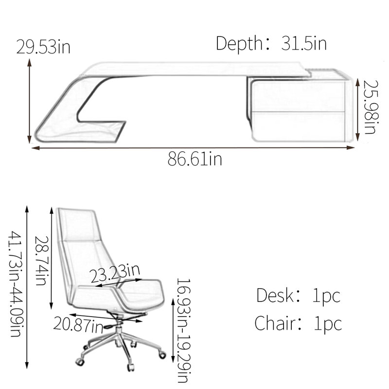 Fleischer Desk and Chair Set, 29.53" H x 86.61" W x 31.5" D, Pink
