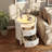 Kentshire Oval White Nightstand with LED and Glass Tabletop-1870390390