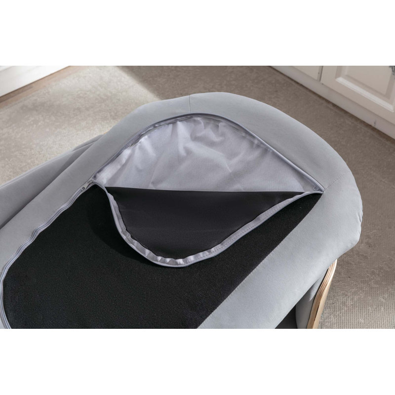 Grand canapé pour chien avec pieds en bois massif, velours, Light Gray&Natural