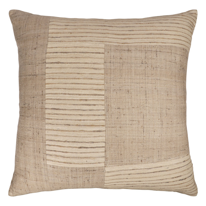 Marie 24" Beige Textured Silk Throw Pillow