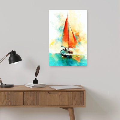 «Vibrant Sailing Journey Ocean Beach», reproduction d'art