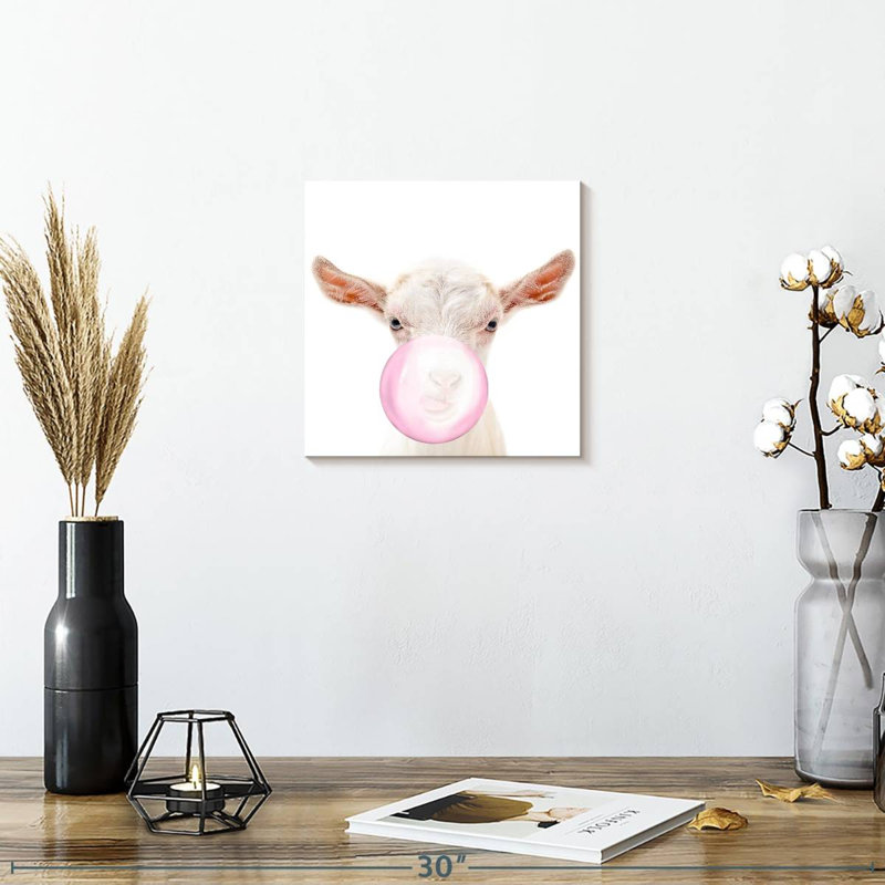 " Bubble Gum Goat ", 10" H x 10" W x 1.25" D
