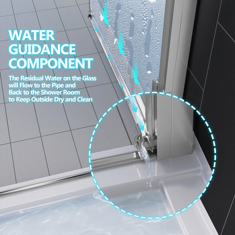 32-33.25" W X 72" H Pivot Frameless Swing Shower Glass Door With Clear Tempered Glass, Left Opening, Chrome