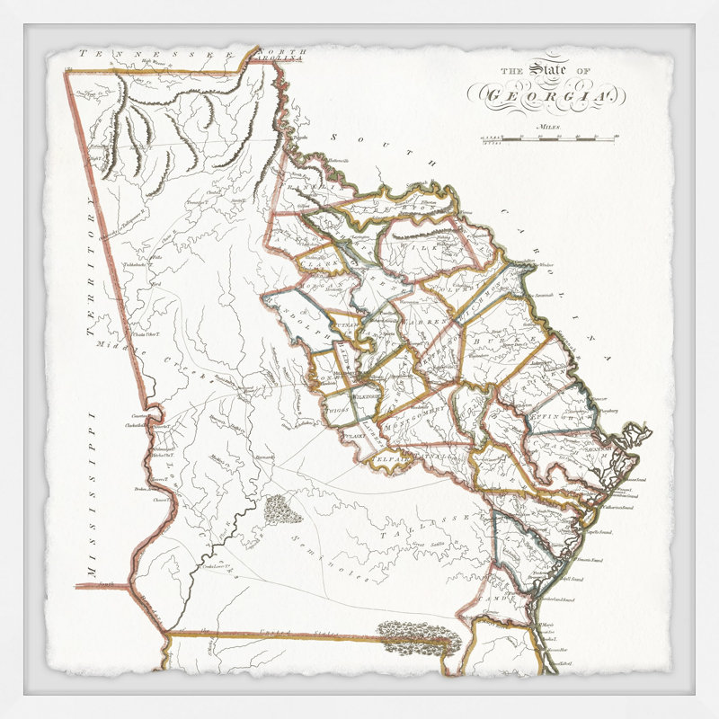 The State of Georgia - Reproduction encadrée sur papier, H 18 po x l 18 po x 1,5 po