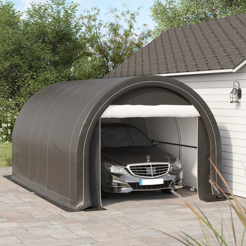 Carport, Heavy Duty Portable Garage Storage Tent With Large Zippered Door, Anti-UV PE Canopy Cover For Car, Truck, Boat, Motorcycle, Bike, Garden Tools, Outdoor Work
