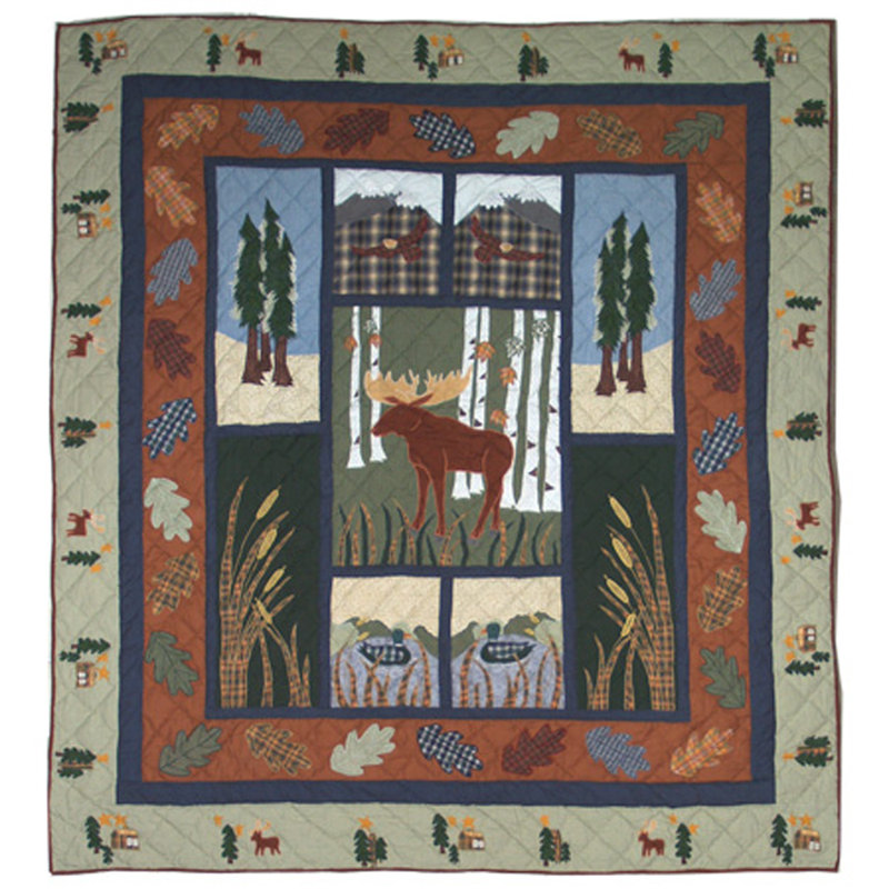 Moose Rustic Cotton Quilt, Twin