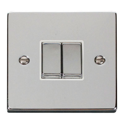 Polished Chrome 10A 2 Gang 2 Way Ingot Light Switch