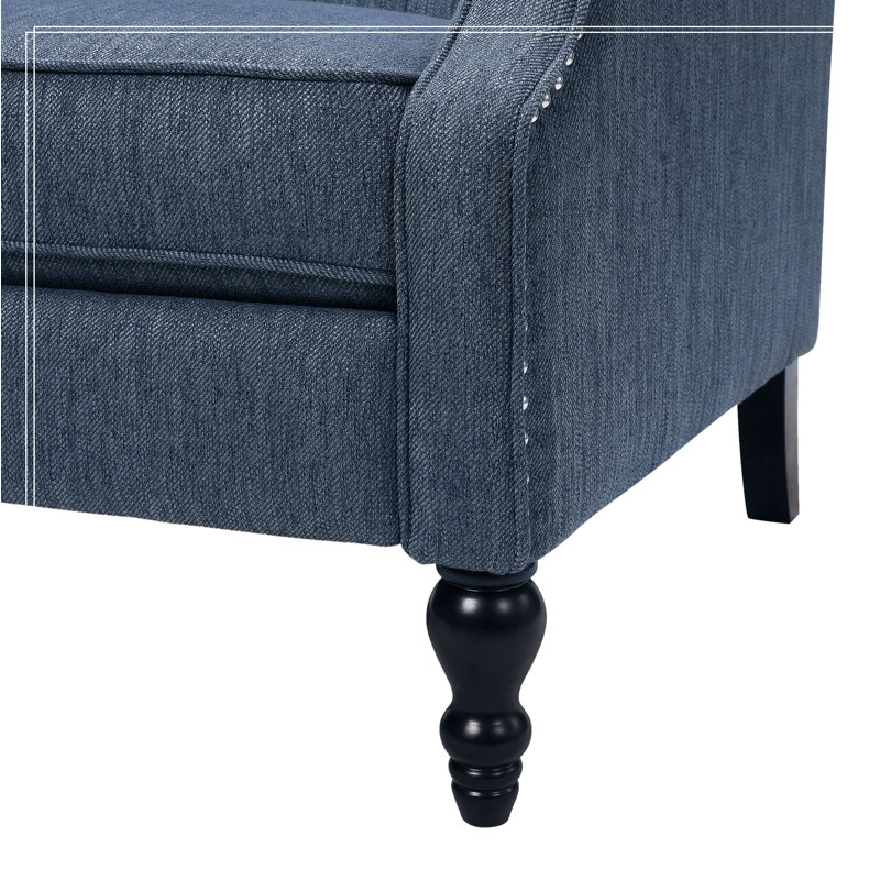 Mattice Upholstered Recliner, Navy Blue
