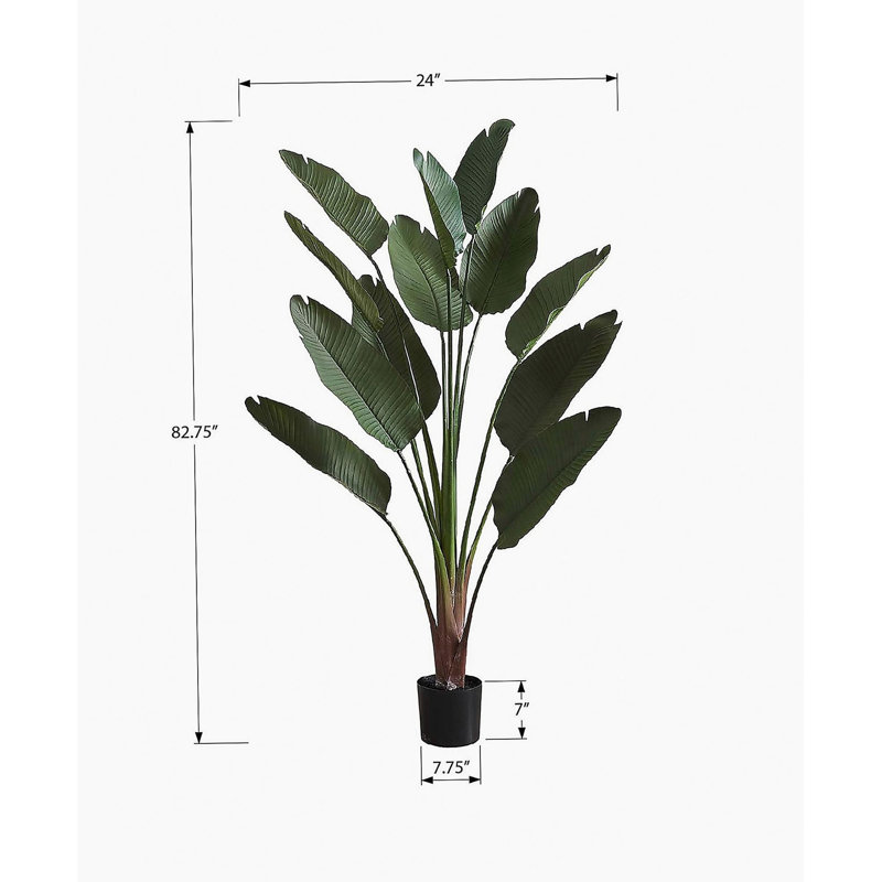 Plante artificielle, 83 po de hauteur, intérieur, décoratif, plancher, palmier, Real Touch, feuilles vertes, pot noir