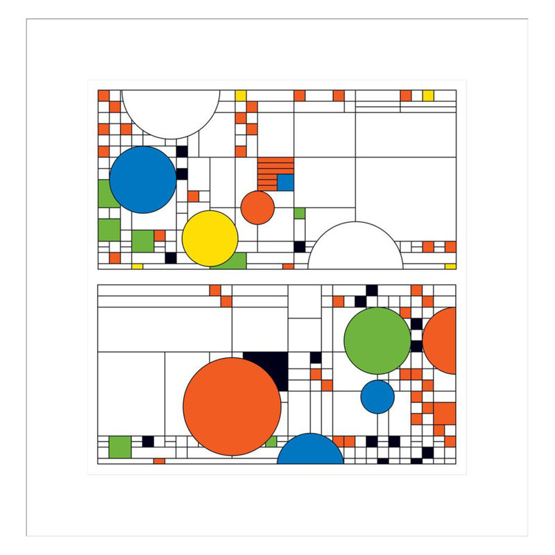 «Avery Coonley Playhouse» par Frank Lloyd Wright - reproduction d'art encadrée, H 18,26 po x l 17,75 po