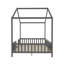 Lit double Montessori en forme de maison avec auvent et balustrades haute sécurité-125669226