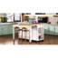 Îlot de cuisine avec table de préparation de repas extensible, surface en placage de bois d'hévéa, compartiments de rangement, station de recharge-484787793