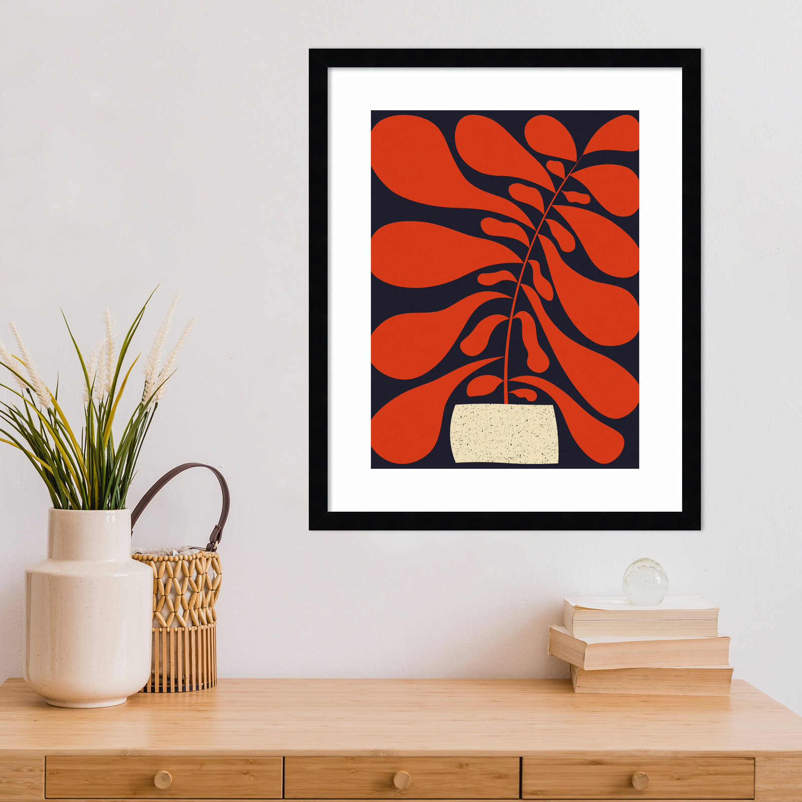 Lynne "Lazy Plant No. 1" Print, Black, 21" H x 17" W