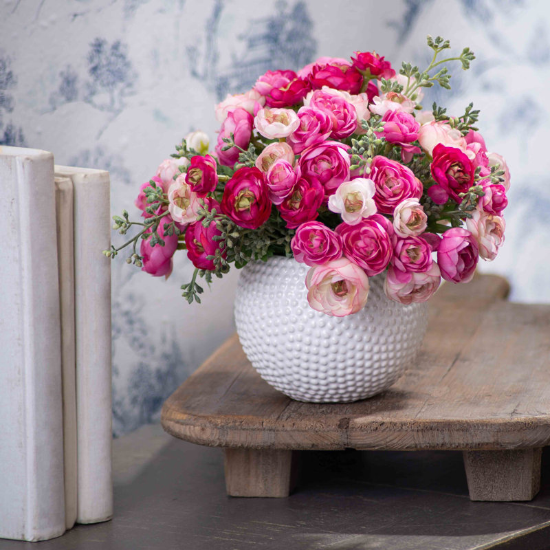 Arrangement de printemps mélangé rose et fuchsia avec fleurs artificielles