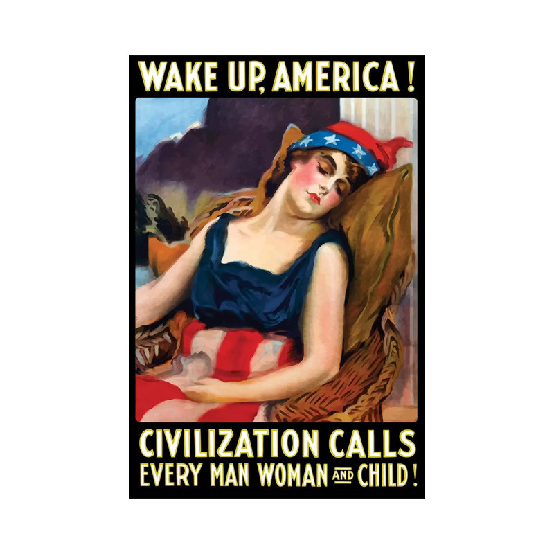 Vintage WWI Poster Of Lady Liberty Sleeping In A Chair - Wrapped Canvas Print, 66.04 cm H x 45.72 cm W x 3.175 cm D