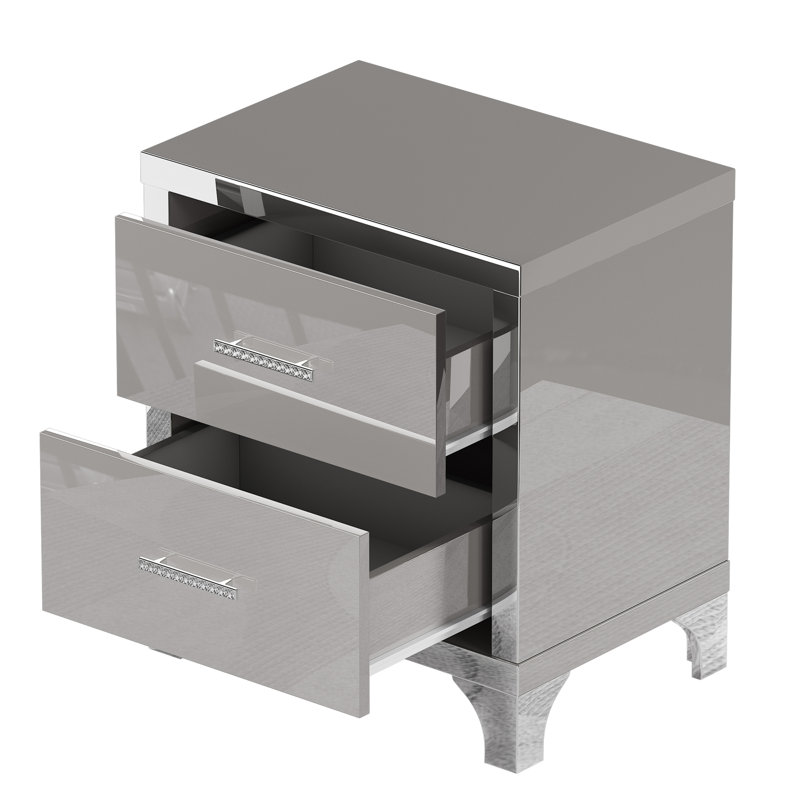 Table de bout moderne avec tiroirs, Gris