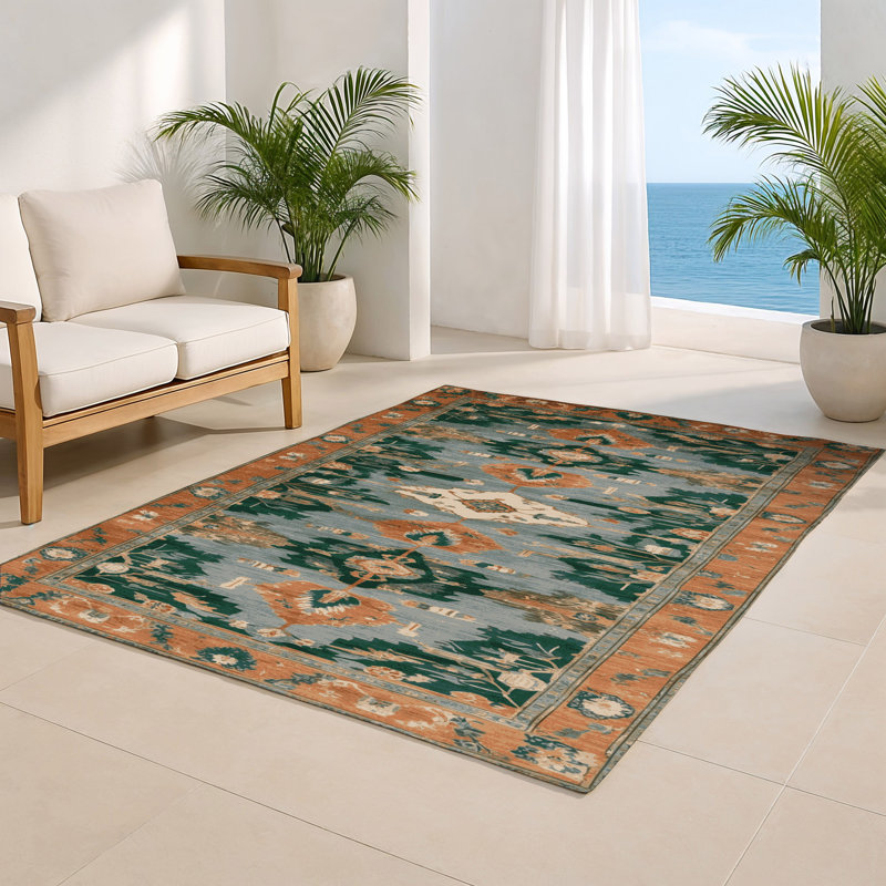 Tapis d'intérieur et d'extérieur brun Persian, Rectangle 5 pi x 7 pi