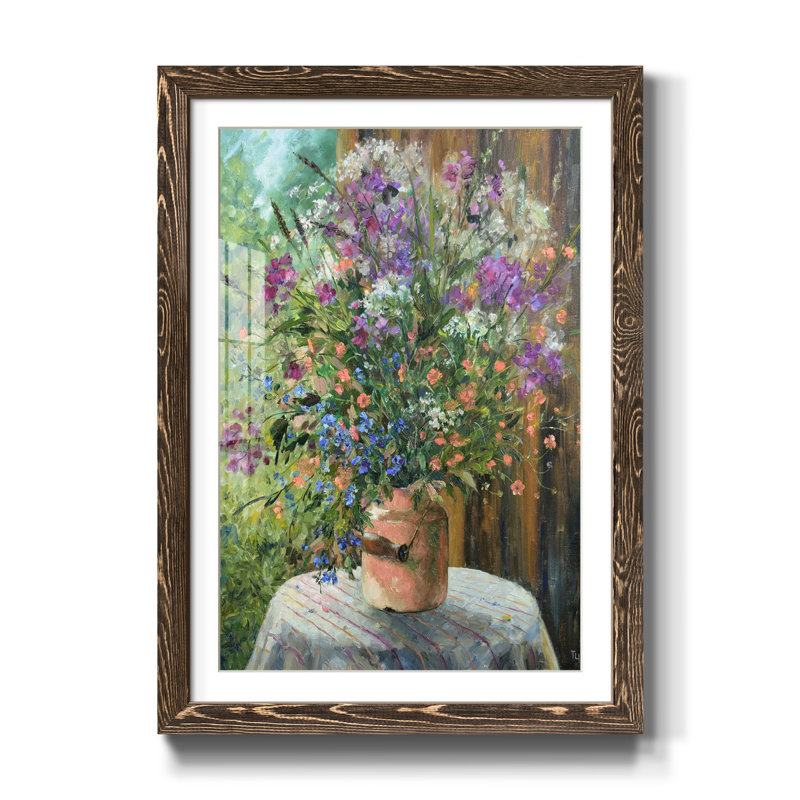 Farmhouse Bouquet - Reproduction d'art sur papier encadrée, H 44 po x l 31 po x P 1 po, Noyer